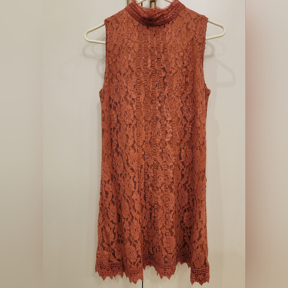 Xhilaration Copper lace mock neck tank dress